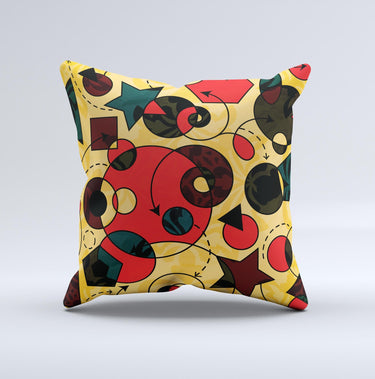 Vintage Red and Tan Abstarct Shapes Ink-Fuzed Decorative Throw Pillow